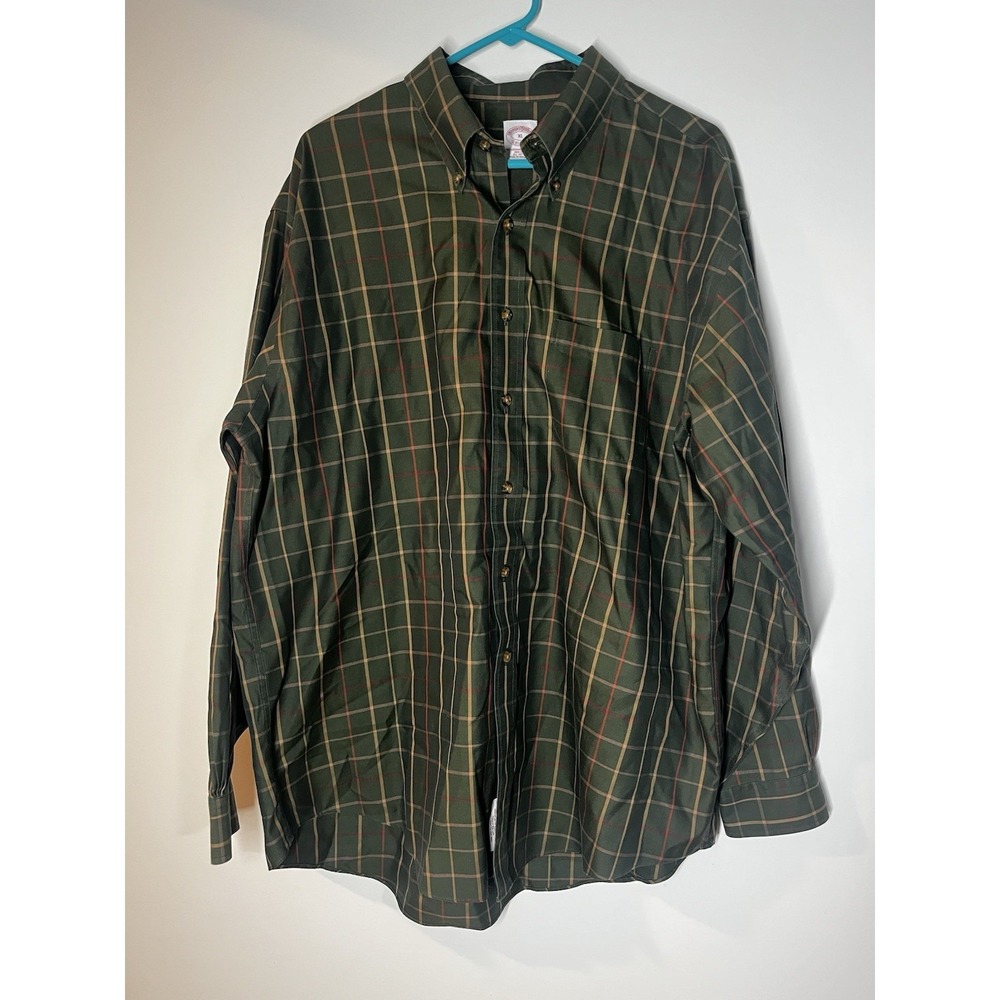 Brooks Brothers 346‎ Green Button Down Shirt Men's Size XL Plaid